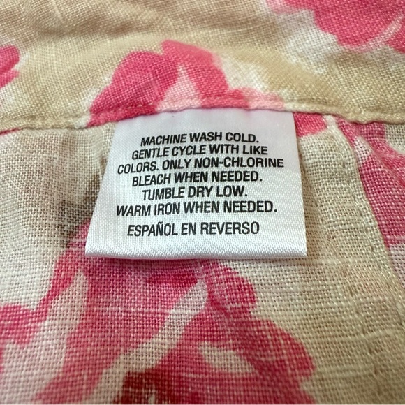 NWOT Linen Charter Club Luxury Beige and Pink Floral Long Summer Pants, size M - Picture 9 of 11